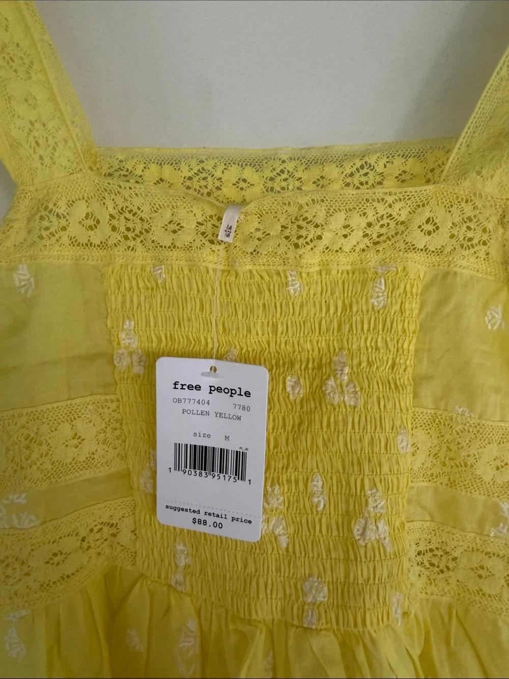 Free People Yellow Lace-Trim Peplum Tank Top
